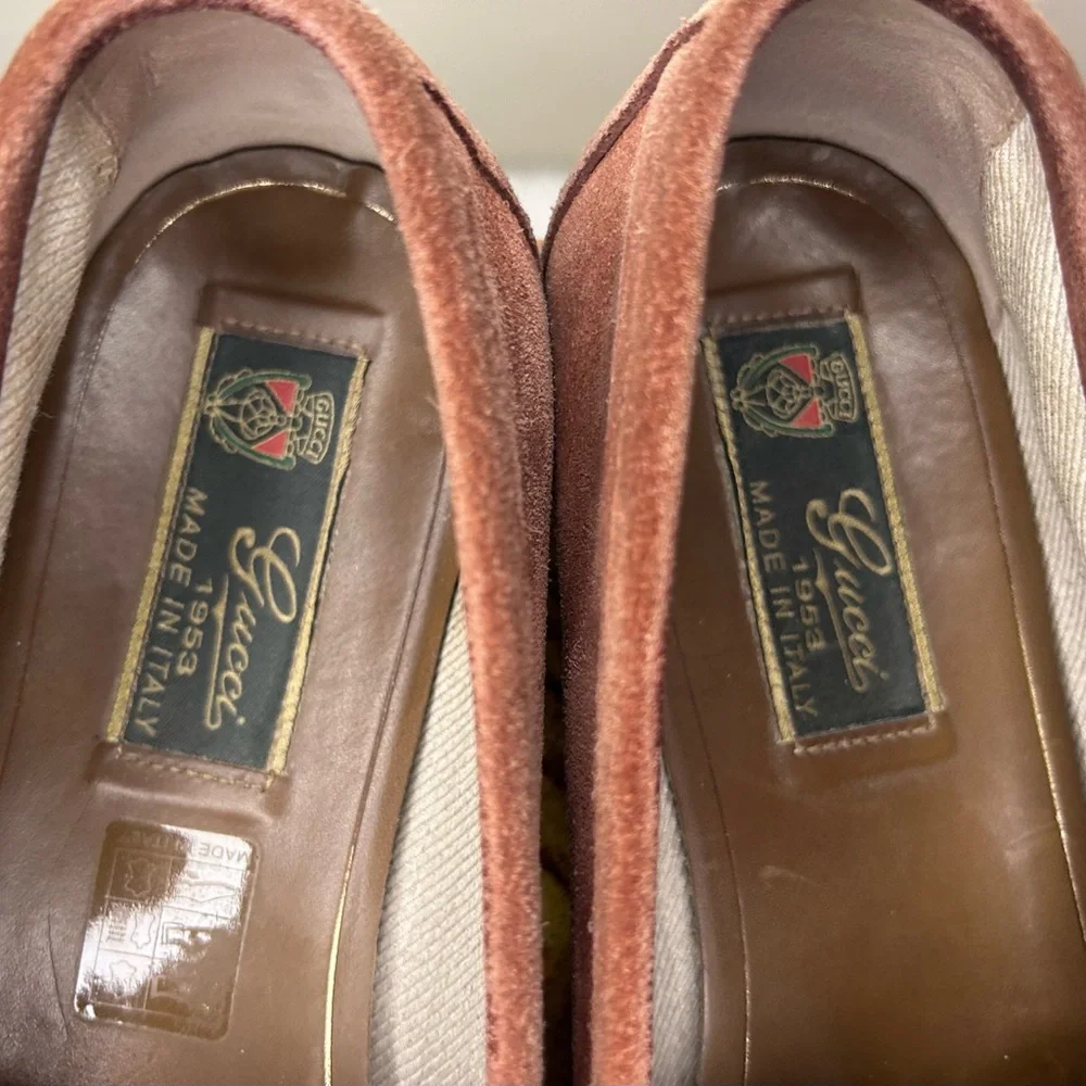 Vintage Gucci Horsebit 1953 Loafers Chestnut Brown Orange Suede Size W’s 39.5 - Picture 7 of 11